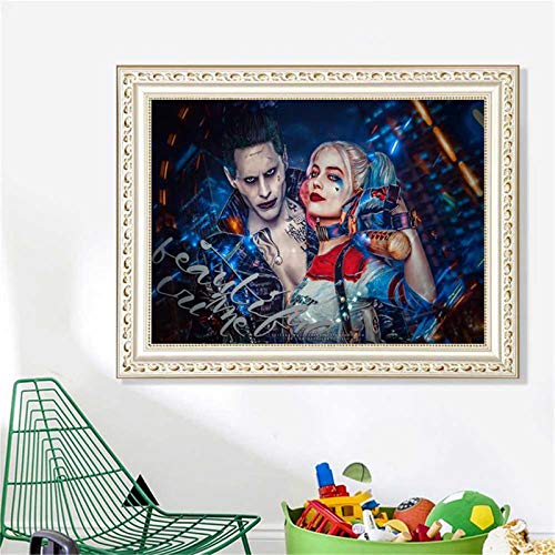 Kit de pintura de diamante 5D por número, Harley Quinn el Joker Dobad Guy Full Drill bordado punto de cruz, suministros para arte y manualidades, decoración de pared 30 x 40 cm