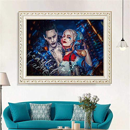 Kit de pintura de diamante 5D por número, Harley Quinn el Joker Dobad Guy Full Drill bordado punto de cruz, suministros para arte y manualidades, decoración de pared 30 x 40 cm