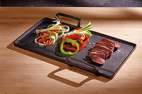 KitchenCraft World of Flavours Japanese Teppanyaki Grill Plate, Cast Iron, Black, 42.5 x 29 x 4.5 cm