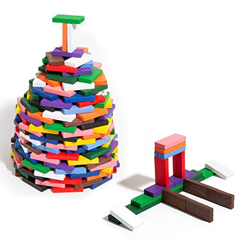 Kits de bloques de construcción de madera de dominó coloridos de 240 piezas, juego de carreras de apilamiento, juguetes educativos de carreras para niños y adultos