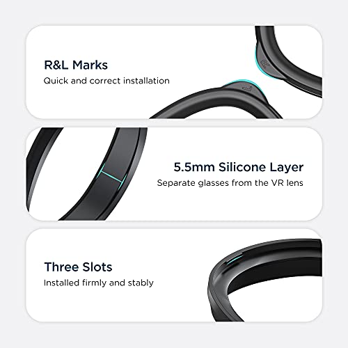 KIWI design Espaciador de Gafas Integrado para Oculus Quest 2/Quest 1/Rift S Protector de Lente Antiarañazos para Evitar Arañazos de Las Gafas de Miopía (Negro)