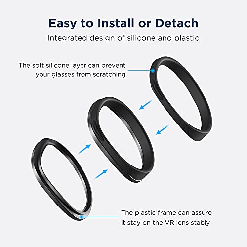 KIWI design Espaciador de Gafas Integrado para Oculus Quest 2/Quest 1/Rift S Protector de Lente Antiarañazos para Evitar Arañazos de Las Gafas de Miopía (Negro)