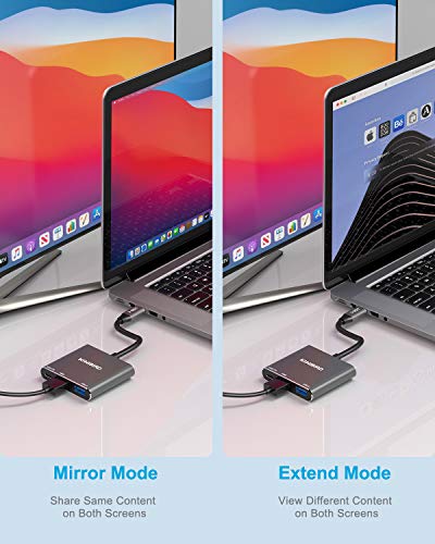 KiwiBird Adaptador multipuerto de USB-C a HDMI 4K con USB 3.0, Tipo C PD de Carga 87W Power Delivery Compatible con MacBook Air, MacBook Pro, iPad Pro 2020/2018, Surface Go 2, DELL XPS, Galaxy S20