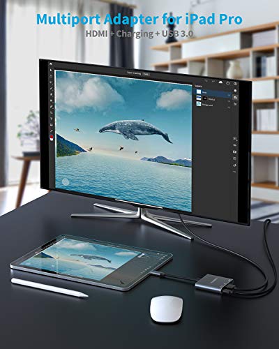 KiwiBird Adaptador multipuerto de USB-C a HDMI 4K con USB 3.0, Tipo C PD de Carga 87W Power Delivery Compatible con MacBook Air, MacBook Pro, iPad Pro 2020/2018, Surface Go 2, DELL XPS, Galaxy S20