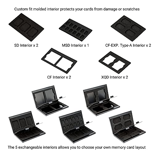 KIWIFOTOS Funda de metal para tarjeta de memoria SD SDHC SDXC MicroSD TF CF NS Nintendo Switch Juego Tarjetas con 4 insertos intercambiables de espuma EVA suave