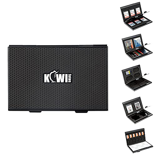 KIWIFOTOS Funda de metal para tarjeta de memoria SD SDHC SDXC MicroSD TF CF NS Nintendo Switch Juego Tarjetas con 4 insertos intercambiables de espuma EVA suave