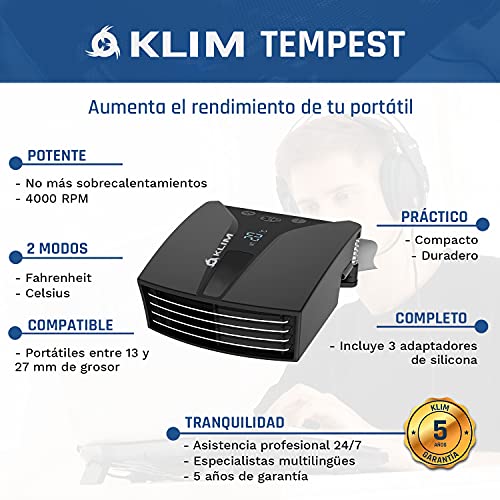KLIM Tempest | Refrigerador portátil con aspirador | Diseño innovador para enfriamiento rápido | Ventilador portátil con detección de temperatura + Modo Auto/Manual + 4000 RPM | NUEVO 2022