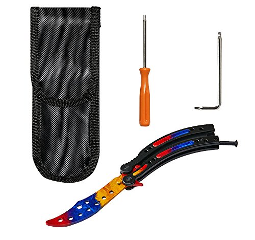 KNIFER CSGO Cuchillo de Hoja de Acero Inoxidable de la práctica de formación unsharpened tamaño estandar Genial combinacion de Colores (WCS)