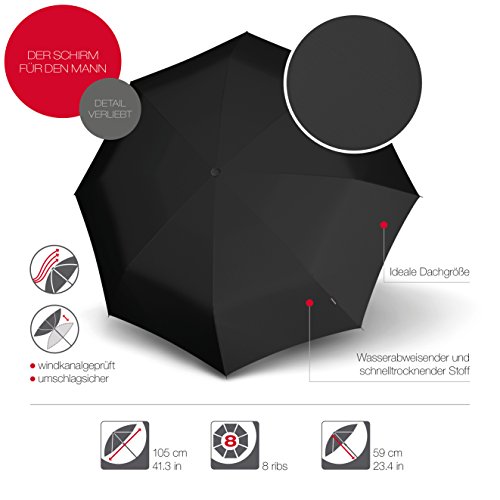 Knirps T.300 Large Duomatic Paraguas Plegable, 32 cm, Negro (Black)