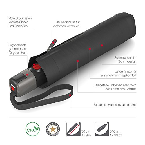 Knirps T.300 Large Duomatic Paraguas Plegable, 32 cm, Negro (Black)