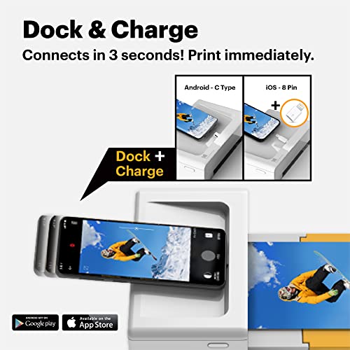Kodak PD460 Dock Plus, Impresora Fotos movil 10X15Cm, con 90 Hojas para Fotos, Impresora Bluetooth, Cable USB-C Y Lightning, Impresora para Móvil Portátil Smartphone, iOS Y Android