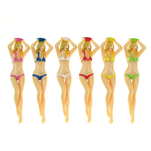 Kofull Tees de Golf de Plástico Mezcla Interesante de Colores Mujer Tees Cuerpo Desnudo Accesorios de Golf 3"(Bronce)