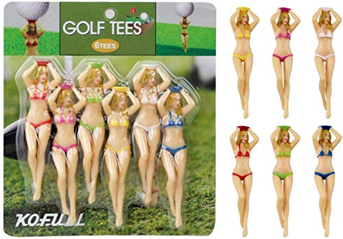 Kofull Tees de Golf de Plástico Mezcla Interesante de Colores Mujer Tees Cuerpo Desnudo Accesorios de Golf 3"(Bronce)