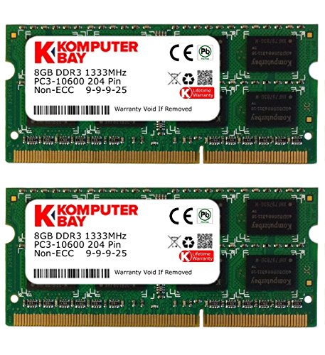 Komputerbay - Memoria RAM portátil, 16GB (2 x 8GB), DDR3, PC3-10600/10666, 1333MHz, SODIMM (204-Pin), 9-9-9-24
