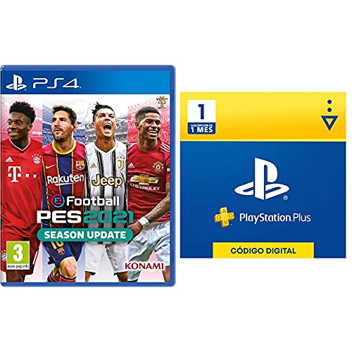 Konami eFootball PES 2021 PS4 + Sony, PlayStation Plus Suscripción 1 Mes | PS5/PS4/PS3 | Código de descarga PSN Cuenta española