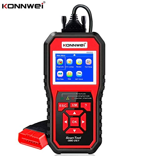 KONNWEI Escaner OBD2 Lector de Codigo de Coche, KW850 OBD II Code Reader Diagnóstico del Coche, Herramienta de Análisis Motor, Lectura y Borrado de Códigos de Error Soporte Multilingüe