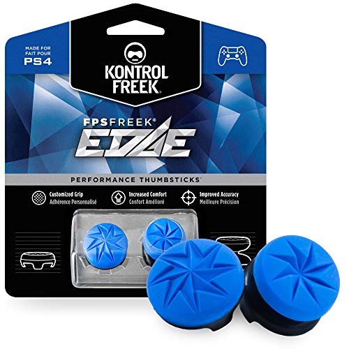 KontrolFreek FPS Freek Edge para mando de PlayStation 4 (PS4) y PlayStation 5 (PS5) | Performance Thumbsticks | 1 gran altura convexa, 1 baja altura convexo | Azul