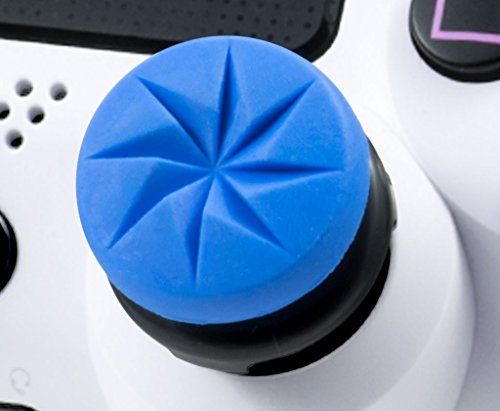 KontrolFreek FPS Freek Edge para mando de PlayStation 4 (PS4) y PlayStation 5 (PS5) | Performance Thumbsticks | 1 gran altura convexa, 1 baja altura convexo | Azul