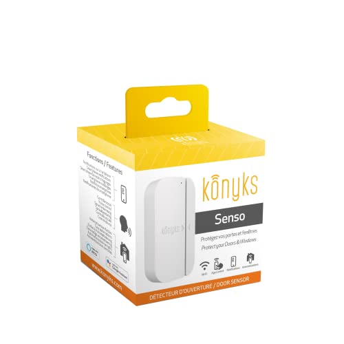 Konyks Senso, Detector de Apertura Wi-Fi, Compatible con Alexa y Google Home, notificaciones Via teléfonos Inteligentes y acciones en Otros Dispositivos