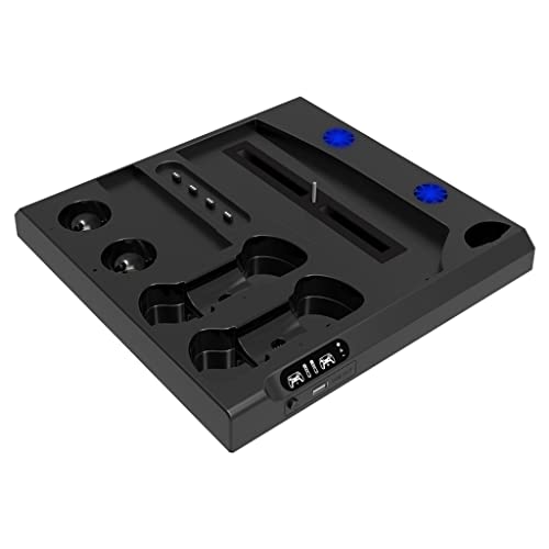 KORGALEY Soporte de Cargador de estación de Carga multifunción con Ventilador más Fresco Compatible con PS5 / PS VR - Negro