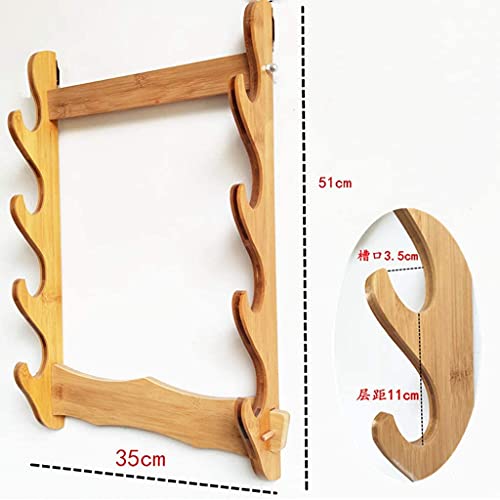 KPTKP Soporte de Montaje de Espada Soporte de Espada de Pared Soporte de Espada de Pared Soporte de Arma fría Soporte de Cuchillo Perforado Gratis, Hecho de bambú, Adecuado para Flauta-4 Layers