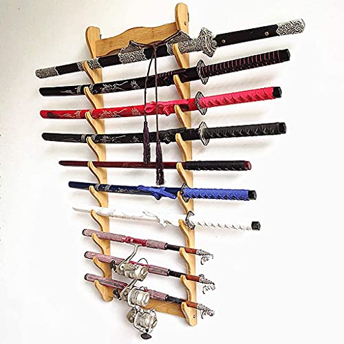 KPTKP Soporte de Montaje de Espada Soporte de Espada de Pared Soporte de Espada de Pared Soporte de Arma fría Soporte de Cuchillo Perforado Gratis, Hecho de bambú, Adecuado para Flauta-4 Layers