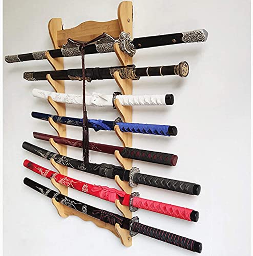 KPTKP Soporte de Montaje de Espada Soporte de Espada de Pared Soporte de Espada de Pared Soporte de Arma fría Soporte de Cuchillo Perforado Gratis, Hecho de bambú, Adecuado para Flauta-4 Layers