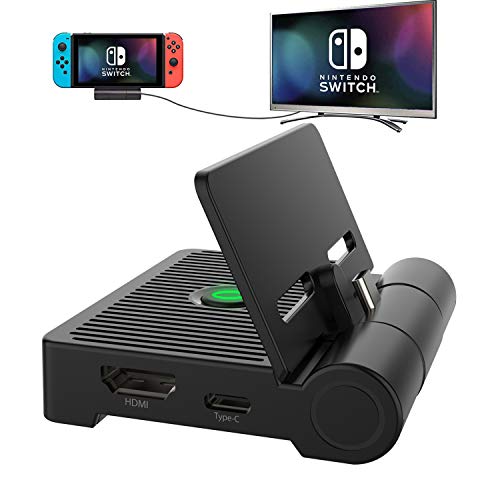 Kriogor Switch Dock,Base de Carga para Nintendo Switch,Mini Estación de Conexión para TV Plegable con Adaptador HDMI 4K, Puerto USB 3.0 y Soporte de Carga USB C PD para Switch