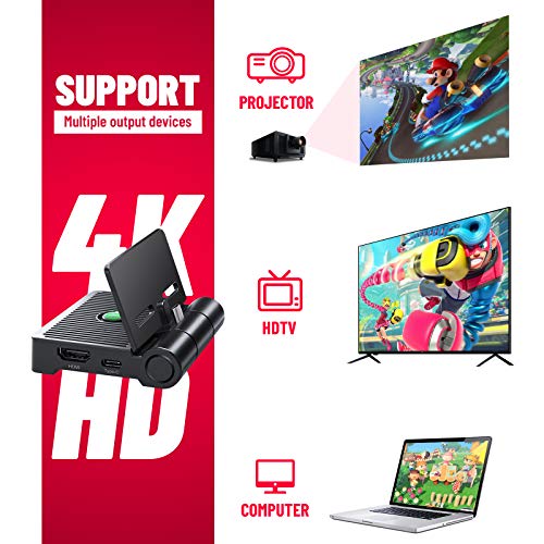 Kriogor Switch Dock,Base de Carga para Nintendo Switch,Mini Estación de Conexión para TV Plegable con Adaptador HDMI 4K, Puerto USB 3.0 y Soporte de Carga USB C PD para Switch