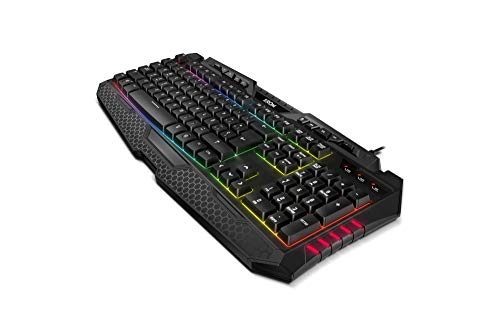 Krom KYRA - NXKROMKYRA - Teclado Gaming membrana, ES layout, anti-ghosting N-19, función WASD, RGB Rainbow con 9 efectos, USB, color negro
