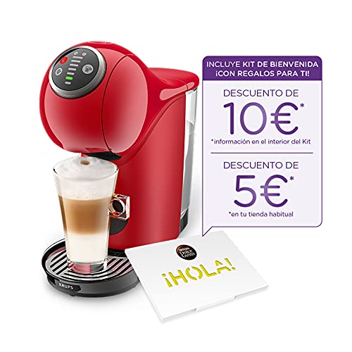 Krups Genio S Plus KP3405 cafetera automática, 15 bares de presión diseño compacto y elegante, espresso, cappuccino, sistema Thermoblock, calentamiento rápido, 35 variedades de café a elegir, rojo