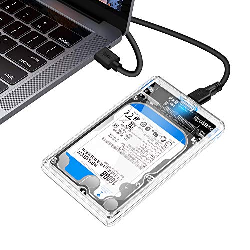 KUYiA Caja de almacenamiento transparente para disco duro USB 3.0 de 2,5 pulgadas (5 Gbps) para disco duro externo SATA HDD SSD de 7 mm, 9 mm (USB 3.0)