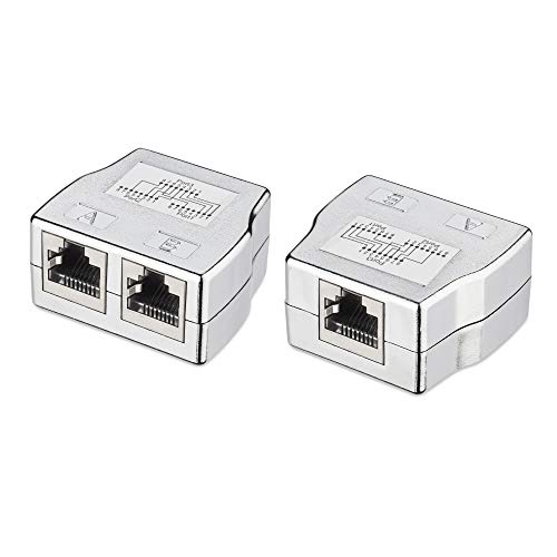 kwmobile 2X Divisor de Cable de Red - Distribuidor Doble de conexión LAN 2 a 1 - Adaptador de Enchufe RJ45 CAT5 Ethernet CAT6 LAN - Hembra a Hembra