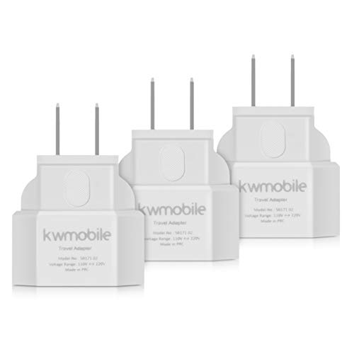 kwmobile 3X Adaptador de Viaje para EEUU - Adaptadores de Enchufe de EEUU a España y Europa - Conector USA Canadá Japón México Filipinas - Blanco