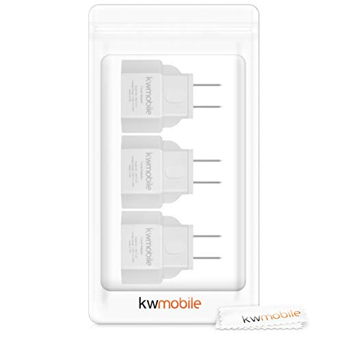 kwmobile 3X Adaptador de Viaje para EEUU - Adaptadores de Enchufe de EEUU a España y Europa - Conector USA Canadá Japón México Filipinas - Blanco