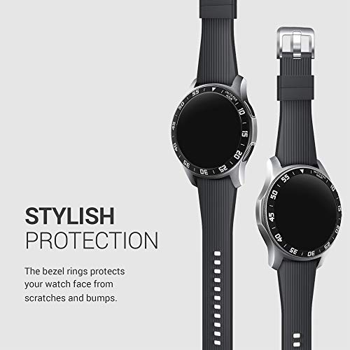 kwmobile Anillo Protector Adhesivo Compatible con Samsung Galaxy Watch (46mm) / Galaxy Gear S3 Frontier & Classic - Bisel para smartwatch en Negro/Plata