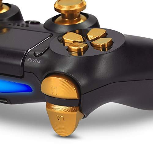 kwmobile Botones de repuesto compatible con Playstation Controlador PS 4 Pro / PS4 Slim (2. Gen) - Botones de aluminio en dorado