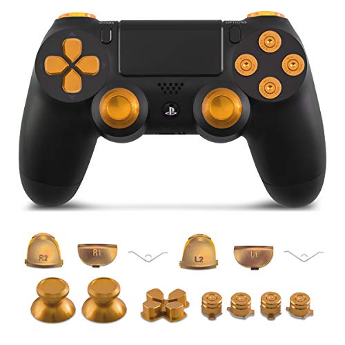 kwmobile Botones de repuesto compatible con Playstation Controlador PS 4 Pro / PS4 Slim (2. Gen) - Botones de aluminio en dorado