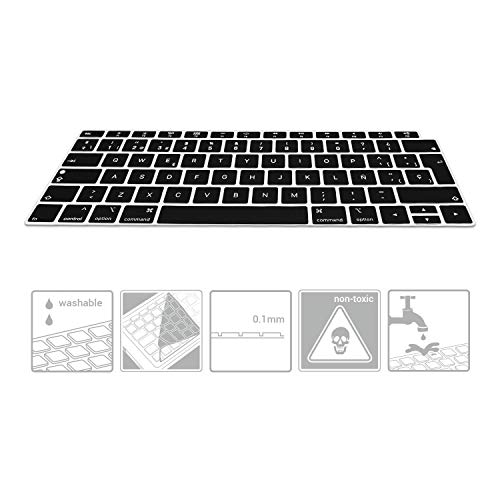 kwmobile Protector de Silicona Compatible con Teclado QWERTY (España) para Apple MacBook Air 13" 2018 2019 2020 (A1932) Negro