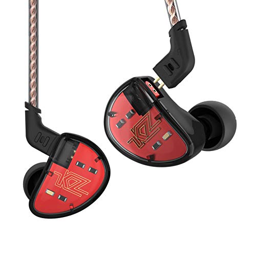 KZ AS10 Auriculares audífonos 5 equilibrado Armadure 5BA Auricular, auriculares driver con 2pin auriculares cable (Negro sin Mic)
