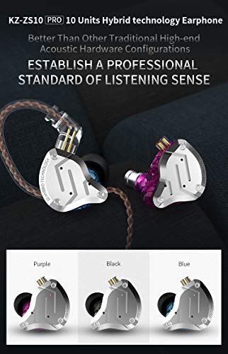 KZ ZS10 Pro Audifonos Auriculares In Ear híbridos 1 dinámicos y 4 equilibrados 1DD 4BA Auriculares Balanceados con Cable de 2 Pines para Músico