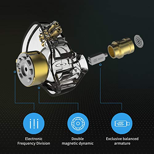 KZ ZSN Pro Auriculares DE Alta FIDELIDAD Tecnología híbrida Profesional dinámica Auricular en la Oreja(gris sin micrófono)