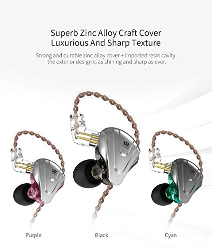 KZ ZSX Auriculares híbridos 5BA 1DD Conductor 5 equilibrados y 1 dinámico Auriculares Monitor de oído Audifonos KZ para músico Baterista(Cian no Mic)