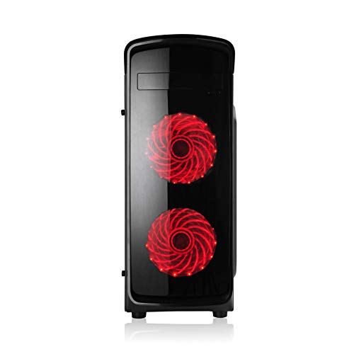 L-link | Torre Gaming Kazumi Led Rojo | Caja ATX con 4 Ventiladores y Ventana | USB 3.0