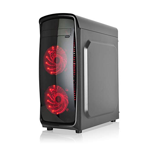 L-link | Torre Gaming Kazumi Led Rojo | Caja ATX con 4 Ventiladores y Ventana | USB 3.0