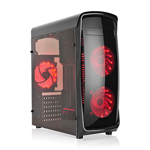 L-link | Torre Gaming Kazumi Led Rojo | Caja ATX con 4 Ventiladores y Ventana | USB 3.0