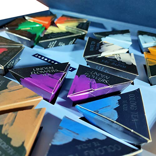 LA TETERA AZUL Pack De Tés E Infusiones. Caja Surtida De Infusiones Variadas. Set ideal para regalo. 24 Pirámides Envueltas Individualmente.