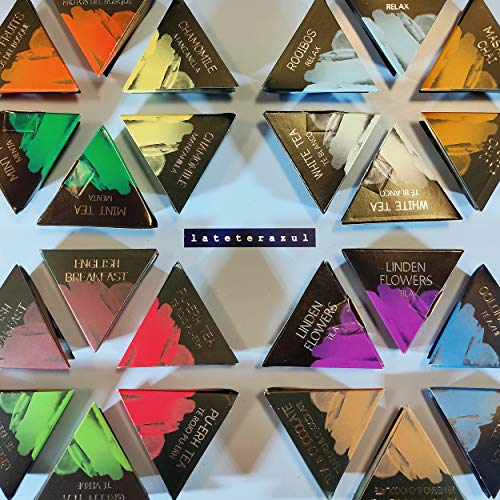 LA TETERA AZUL Pack De Tés E Infusiones. Caja Surtida De Infusiones Variadas. Set ideal para regalo. 24 Pirámides Envueltas Individualmente.