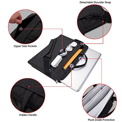 Lacdo 15.6" Funda Bandolera para Ordenador Portátil de 15.6" Lenovo ThinkPad/IdeaPad, 15,6" HP 15s-fq2009ns/250 G7/Pavilion, Acer Aspire 5 3, 15.6" ASUS TUF Gaming Bolsa Blanda Maletín Ordenador Negro