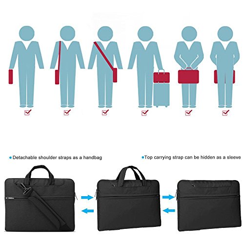 Lacdo 15.6" Funda Bandolera para Ordenador Portátil de 15.6" Lenovo ThinkPad/IdeaPad, 15,6" HP 15s-fq2009ns/250 G7/Pavilion, Acer Aspire 5 3, 15.6" ASUS TUF Gaming Bolsa Blanda Maletín Ordenador Negro